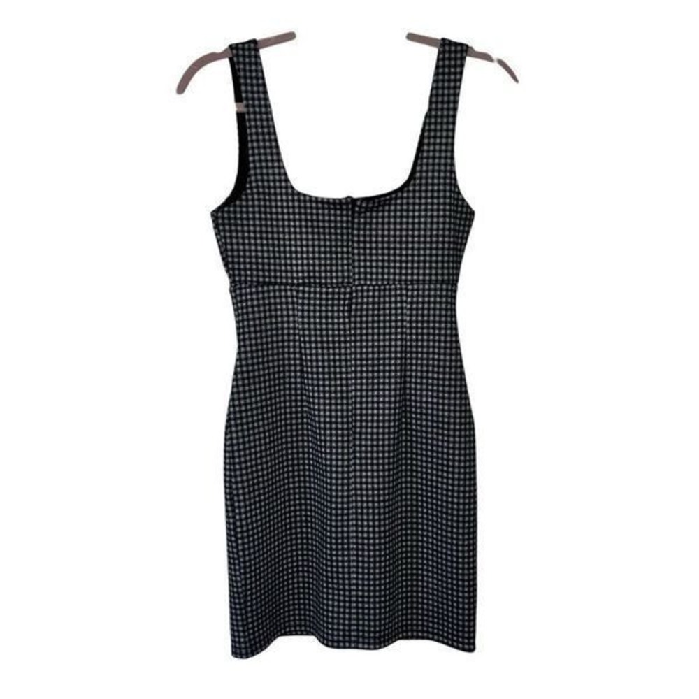 Forever 21 Gingham Square Neck Mini Dress Black White Small Side Slit Sleeveless - Picture 4 of 6